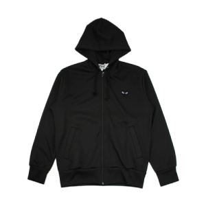 CDG Hoodie Zip-Up With Large Heart – Black