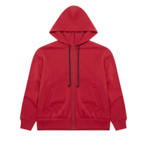 CDG PLAY Zip Hoodie with Red Invader Heart and Blue Emblem