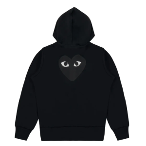Cdg Play Big Heart Zip Hoodie Black